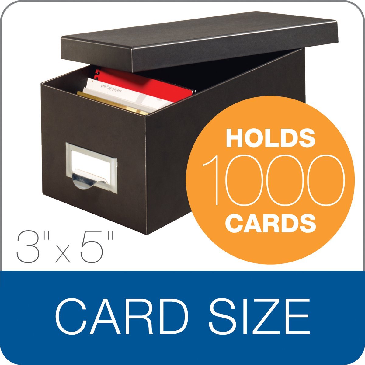 Globe-Weis/Pendaflex Fiberboard Index Card Storage Box, 3 x 5 Inches, Solid Black (3X5BLA)