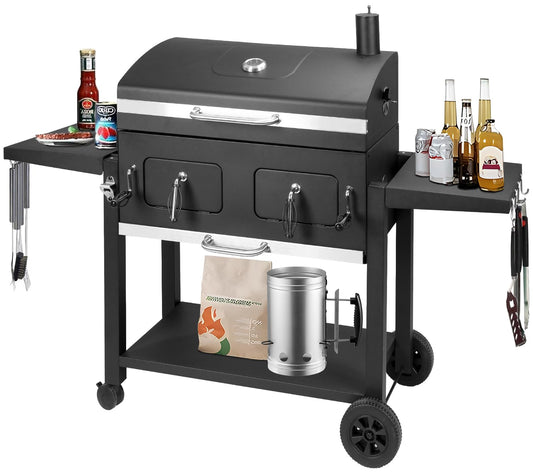 Charcoal Grill Outdoor BBQ Grill, Extra Large Cooking Area 794 Square Inches with Two Individual & Adjustable Charcoal Tray, Foldable Side Tables for Outdoor Cooking Backyard Camping Picnics By DNKMOR