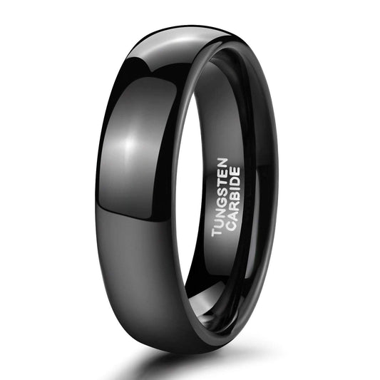 TRUMIUM 6mm Black Tungsten Ring for Men Women High Polished Comfort Fit Wedding Band Size 8