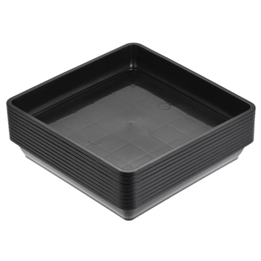 MECCANIXITY Plant Pot Saucer 6 Inch Plastic Square Flower Drip Tray for Indoor Outdoor, Black Pack of 10