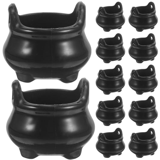 Garneck 24Pcs Miniature Halloween Cauldron Mini Black Witch Boiler Decoration Plastic Dollhouse Furniture for Halloween Carnival Party Decor