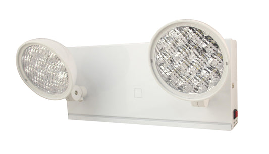 TANLUX New York City Approved Emergency Light, Emergency Lights with Battery Backup, White Steel Housing, AC 120/277V, Two Heads On Front Shell
