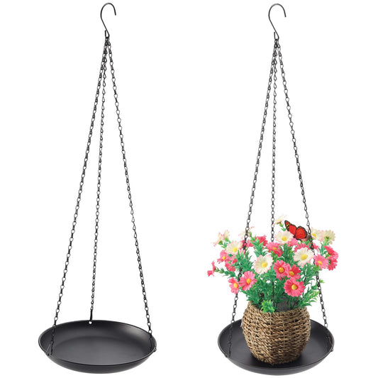 ZYUXUAN Hanging Planter for Indoor Outdoor, Plant Hanger, Hanging Plant Holder, Plant Pot Shelf Basket for Window Wall Ceiling Garden with Chains and Hooks, 2Pcs (Round)