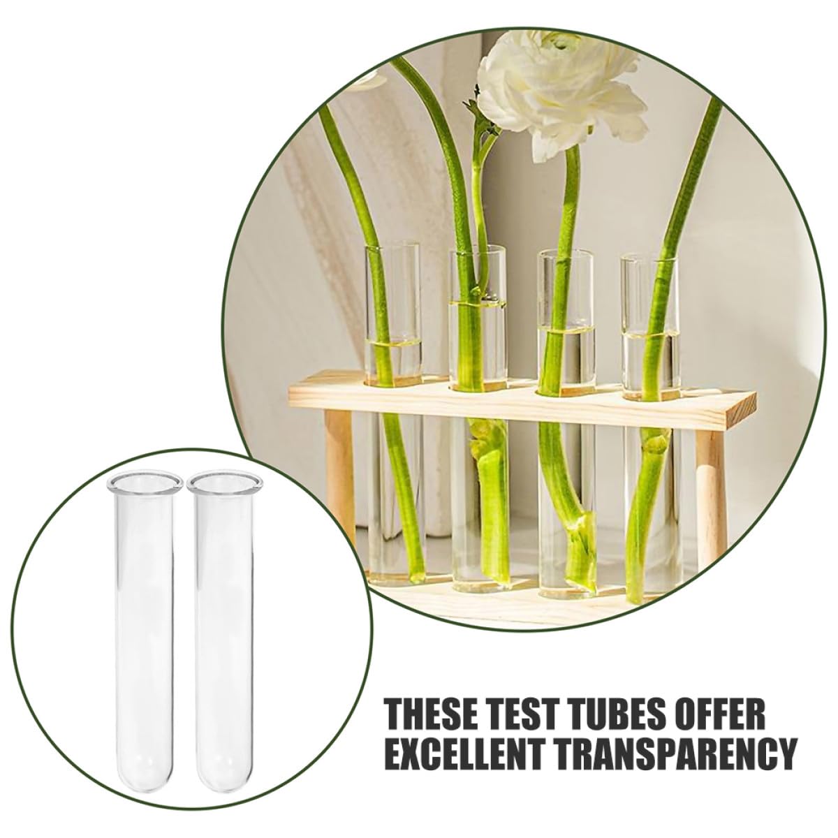BUTIFULSIC 4pcs Glass Test Tube Hydroponic Vases for Plant Propagation, Small Glass Containers for Desk Terrarium and Flower Display, 2.5x3x18cm