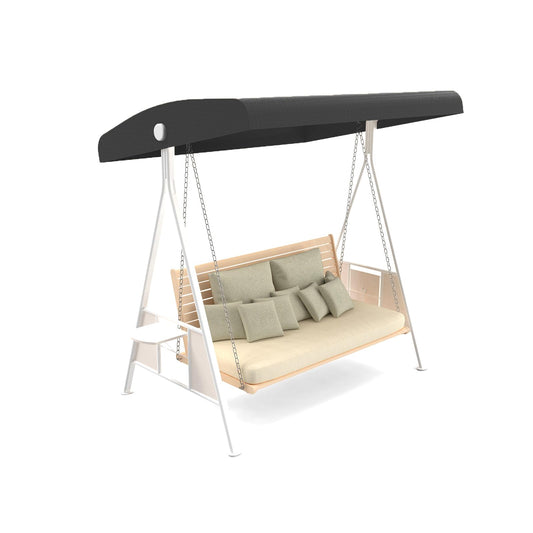 Outdoor Swing Canopy Replacement Top Cover, Universal Patio Swing Covers 3 Seater, Waterproof Replacement Canopy Outdoor Furniture Cover for Garden Patio Porch Hammock (Black, 55.9"L x 47"W x 7-9"H)