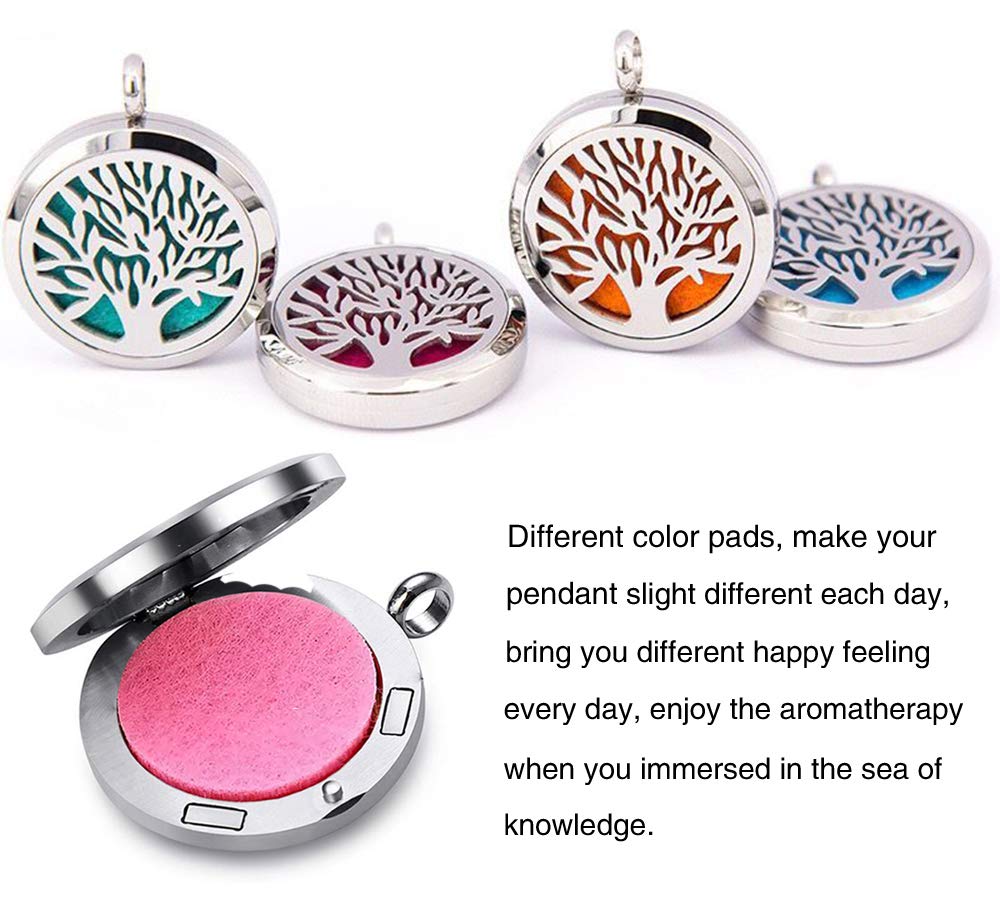 Aromatherapy Essential Oil Diffuser Necklace 316L Stainless Steel Locket Pendant with 24 Inch Chain (Cat)