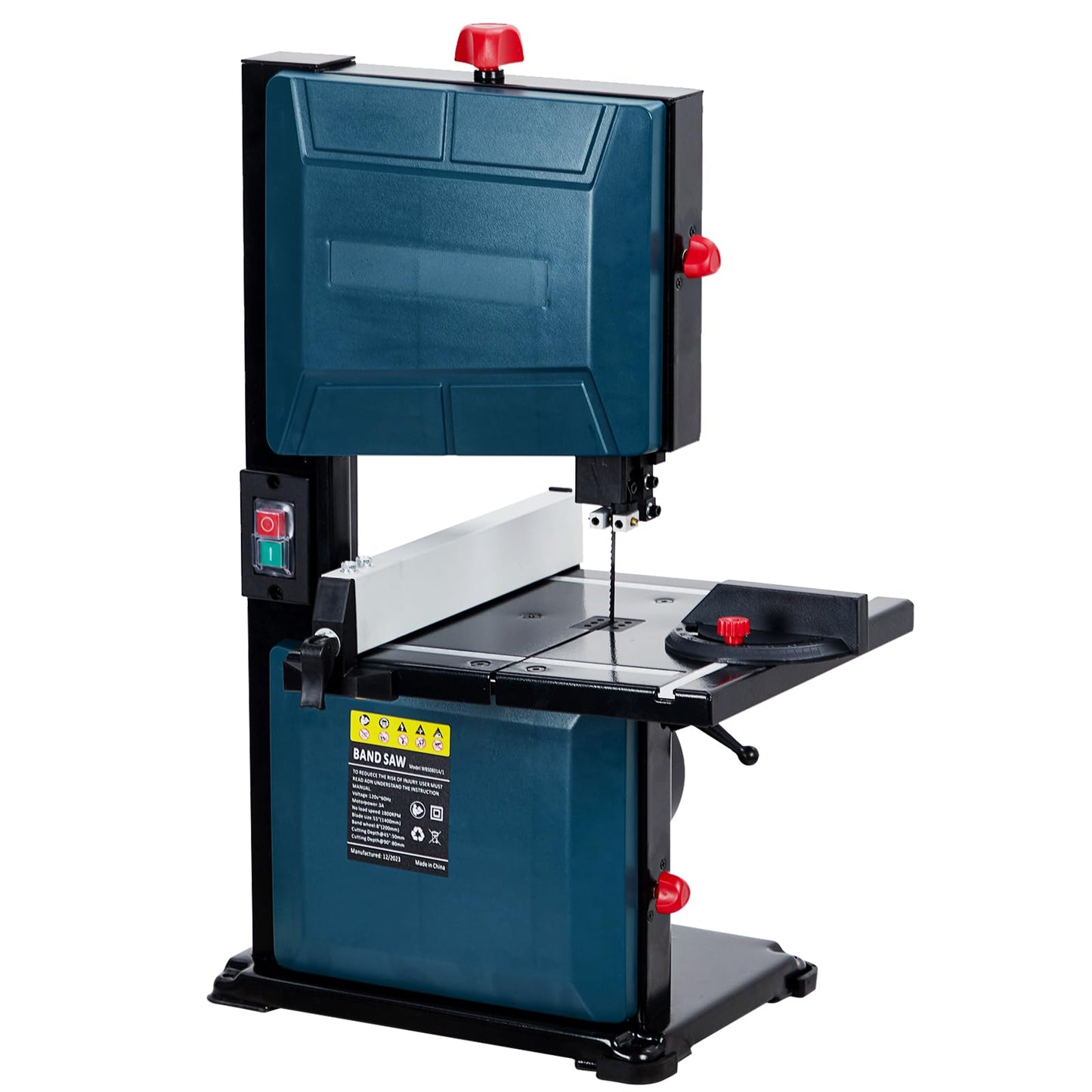 PioneerWorks 8-Inch Bandsaw, 3-Amp Band Saw, 1800FPM Benchtop Bandsaw with Removable Safty Key, 0-45 Tilting Range, Saw For Cutting Wood with Fence and Miter Gauge, Band Saws for Woodworking