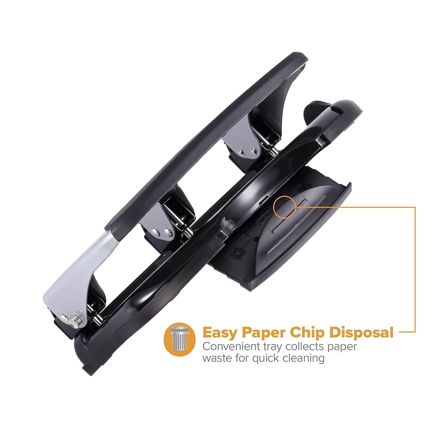 Bostitch Office EZ Squeeze Heavy Duty 3 Hole Punch, 40-Sheet Capacity, Use Less Force, Perfect for Home Office School Supplies, Sleek Design, Silver