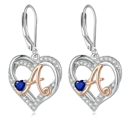 ZPMMPZ Initial Birthstone Earrings Intial Letter Dangle Drop Earrings Birthstone Jewelry Gifts for Women A & October