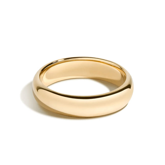 Tioneer Jewelry | Sterling Silver Plain Dome Wedding Band | Wedding Band for Women & Men | Sterling Silver Jewelry, Gold, 5mm, Size 8