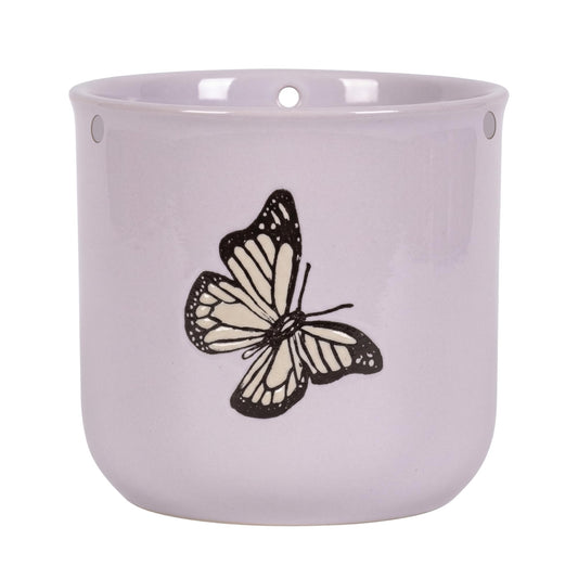 Blue Sky Clayworks Hanging Lilyanna Butterfly 5'' Flower Pot, Lilac Flutter for Garden Nooks