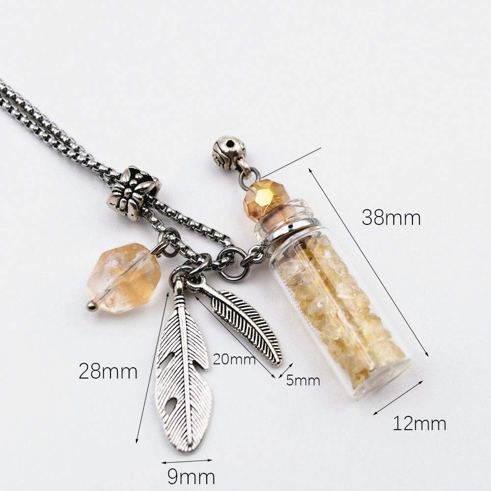 CoolDIY Aromatherapy Essential Oil Diffuser Necklace Locket Pendant Stainless Steel Perfume Necklace Crystal stone Glass vial Necklace (Light Purple)