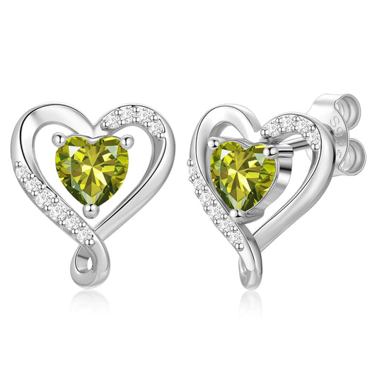 Zifeel Earrings for Women, 925 Sterling Silver Birthstone Heart Studs Earring for Girlfriend Wife, Anniversary Birthday Christmas Valentines Mother’s Day Gifts Jewelry for Women Wife Her Mom