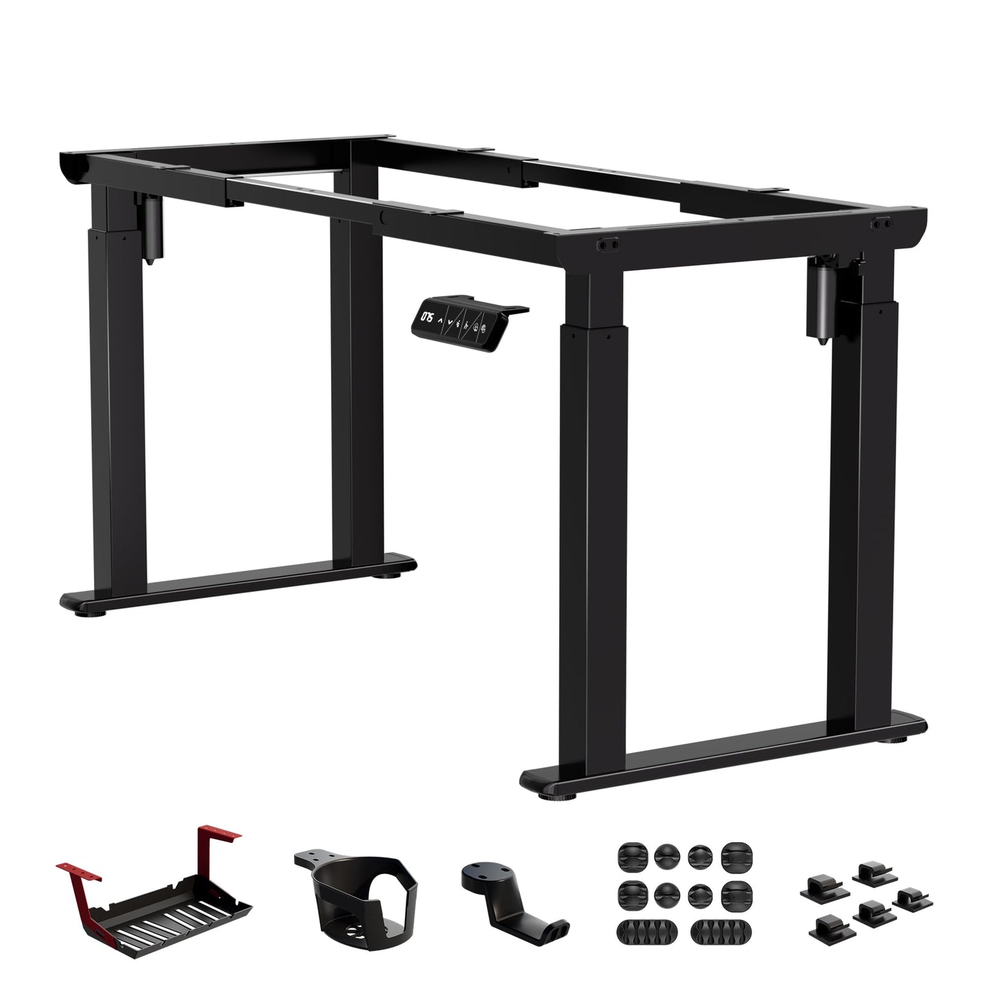 4-Leg Standing Desk Frame Dual Motor, Electric Adjustable Legs Compatible Desktop Size 39″-79″, 264 lbs Weight Capacity, Anti-collision Detection Stand Up Desk Frame Workstation, Black Frame Only