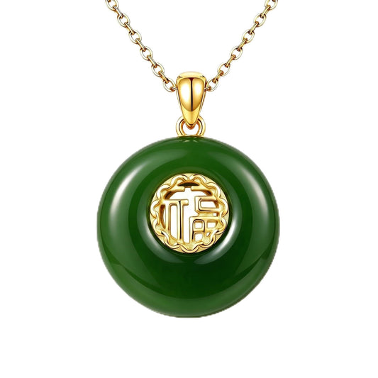 ZADIUA Jade Necklace 925 Sterling Silver Jade Good Fortune Jewelry Elegant Jewelry Gifts for Women Mom Wife