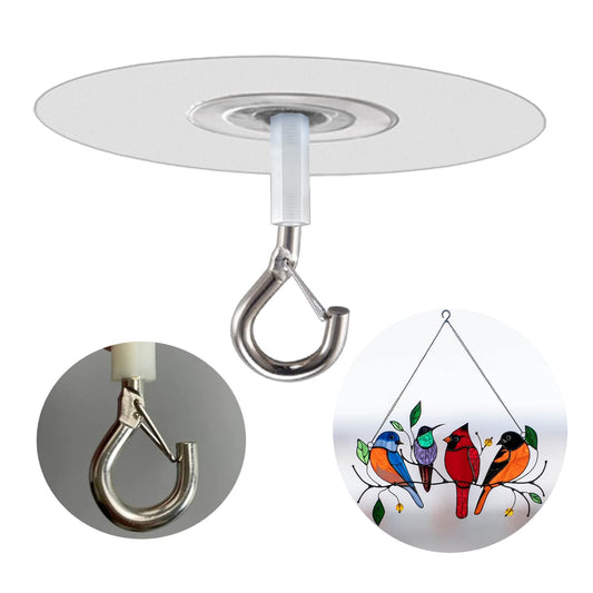 Crhexpva No Hole Adhesive Ceiling Hooks for Hanging Light Plants,Sticky Eye Hooks for Hanging Boby Mobile Curtain,Set of 10 (Round)