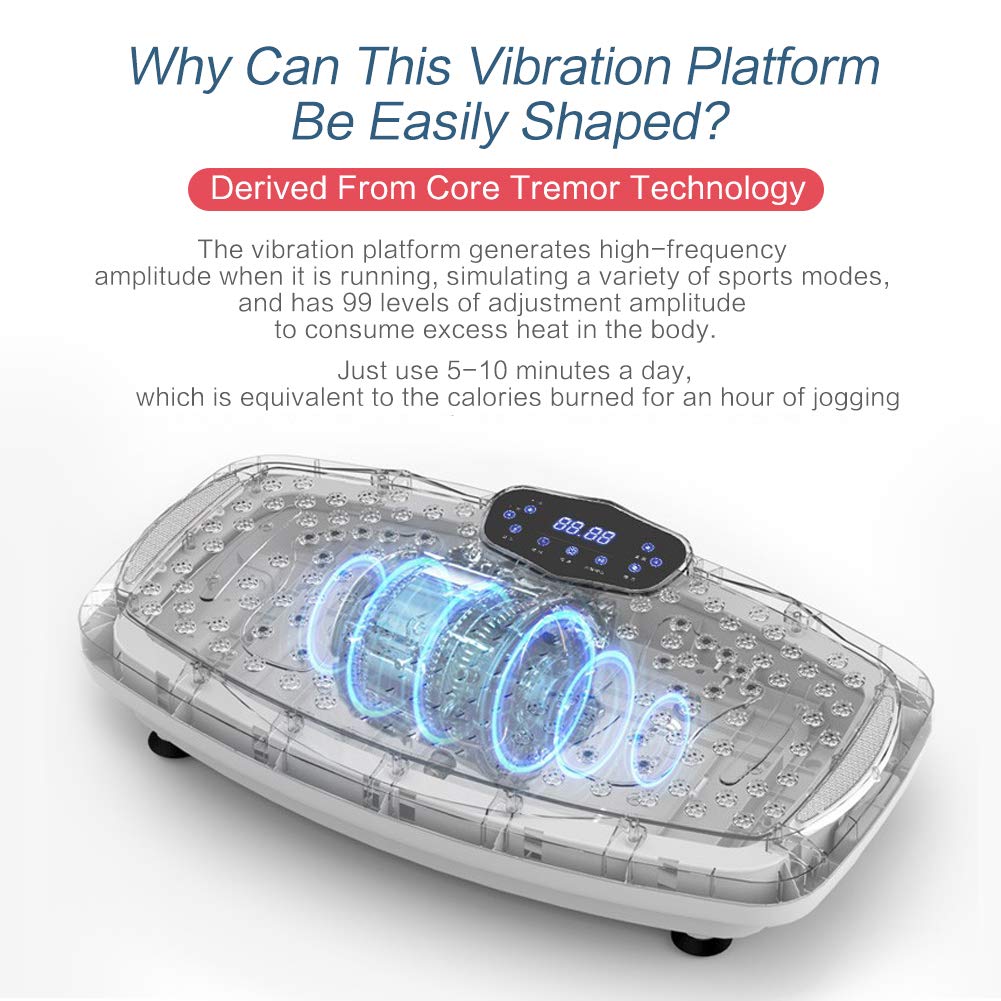 nimto Vibration Plate Exercise Machine Whole Body Workout Vibration Fitness Platform for Home Fitness & Weight Loss + BT + Remote, 99 Levels