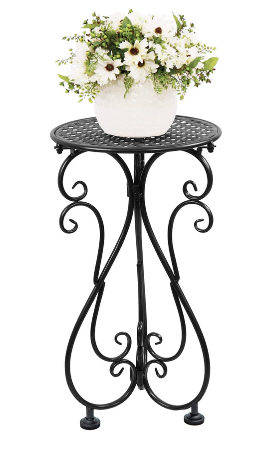 NAKUPE Plant Stand Indoor & Outdoor Flower Pot Stand 17" Tall Metal Plant Table,Single Planter Holder for Patio, Porch, Corner, Garden Decor, Balcony, Black(1 Pack)