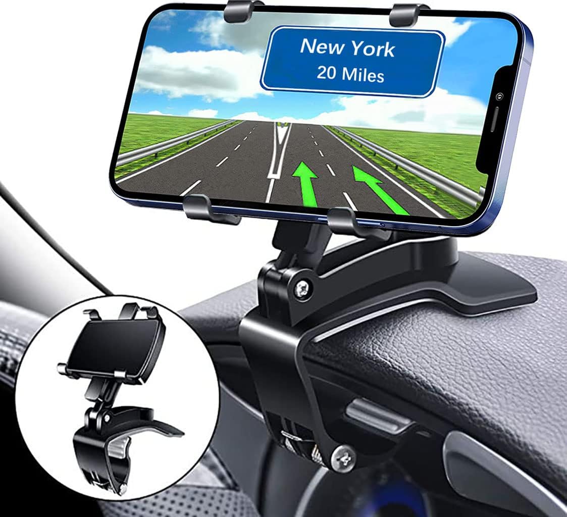 Universal Car Phone Holder Mount,360 Degrees Rotation Dashboard Phone Holder [Upgrade Clip Never Fall],car Phone Mount for iPhone,Samsung,Google,Nokia,and 4 to 7" Smartphones