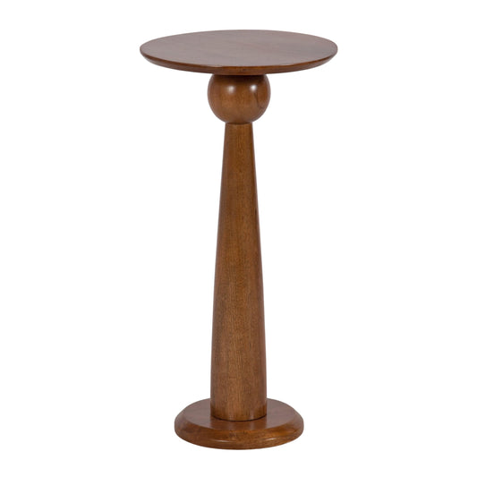 Kate and Laurel Jakob Modern Wooden Round Side Table; 12 x 24; Walnut Brown; Circle Pedestal Table for Use as Bedroom Nightstand; Indoor Plant Stand; or Decorative Living Room Table