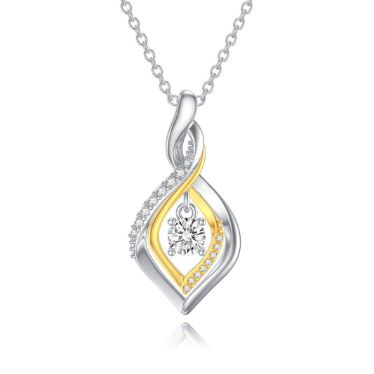 ZBA Natural Diamond Infinity Necklace for Women, 14K Gold Plated Sterling Silver Diamond Inifnity Pendant Necklace Jewelry Birthday Christmas Gift for Her Mom Wife(0.072ct, Color F-G/Clarity I1-I2)