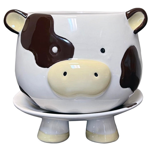 Streamline Imagined Footsie Planter - Brown Cow