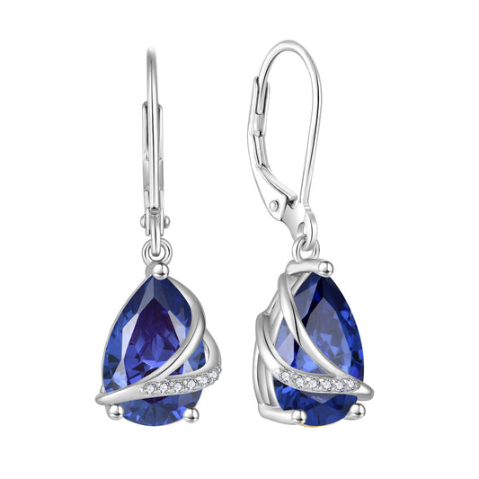 Rocayi December Birthstone Dangle Drop Earrings for Women 925 Sterling Silver Tanzanite Earrings Teardrop Leverback Jewelry Gifts for Wife Girlfriend Mother Daughter Her