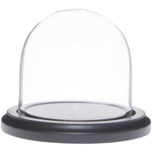 Plymor 3" x 3" Glass Display Dome Cloche (Black MDF Wood Base)