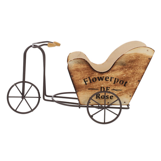 CIYODO Vintage Iron Tricycle Flower Pot Stand Rustic Style Planter Holder for Indoor and Outdoor Decoration for Cacti Succulents and Flowers