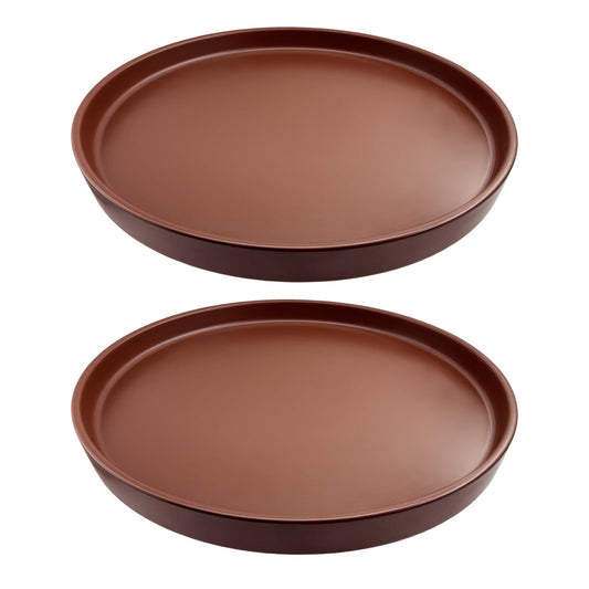 2 Pack Ceramic Plant Saucer Pot Tray 6 Inch, Planter Saucers 4 5 6 7 8 9 10 11 12 13 Inch for Indoors Outdoor, Durable Sturdy Flower Drainage drip Water Tray for Glazed Pots Base (6.4 Inch-Brown)