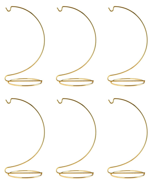 Creative Hobbies® Ornament Display Stand Hanger Holder - 8 Inch Tall Gold ~Pack of 6 Stands