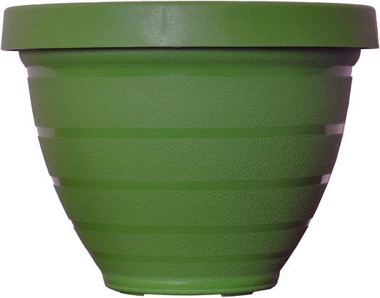 The HC Companies Rings Flower Planter - Self Watering Plant Pots for Herbs & More - Round Lightweight Outdoor & Indoor Planter (10" Dark Green, Pack of 1)