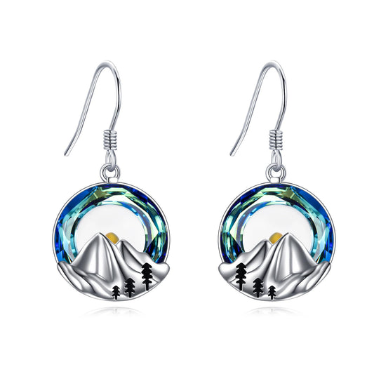 AOBOCO Mustard Seed Earrings for Women Sterling Silver Crystal Mountain Dangle Earrings Christian Jewelry Mothers Day Birthday Gifts for Mom (Crystal Mountain Hooks)