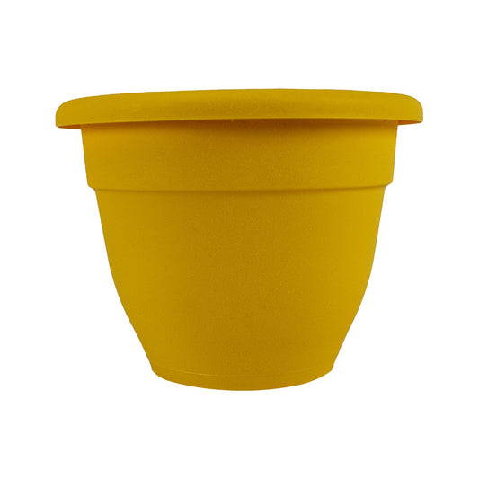 The HC Companies Caribbean Planter Pot - Outdoor & Indoor Plant Pot with Drainage Hole & Plug - Rolled Rim Plastic Pots for Plants & Flowers - Decorative Plant Pot (8" Honey, Pack of 1)