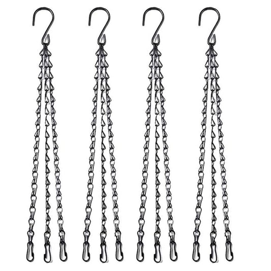 HHTHH 4pcs 24 inch Black Hanging Basket Chain with Hooks Flower Plant Pot Replacement Chain Hanger for Bird Feeders,Planters,Lanterns and Ornaments