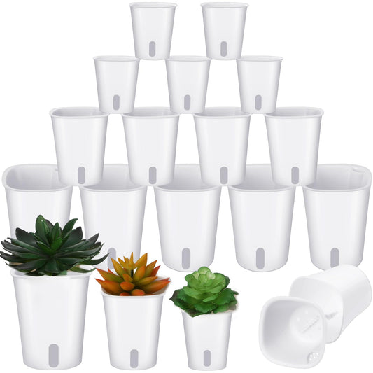 Ziliny 18 Pcs Self Watering Pots Plastic Plant 3 Sizes Flower Plant Pot with Inner White Flower Pots for Indoor House Plants Plastic Self Watering Pot for Herbs Flowers (Xs,S,M)