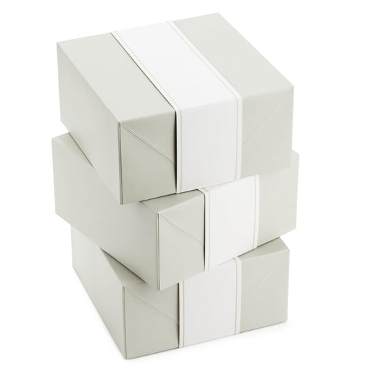 Hallmark 8" Medium Pearl White Gift Boxes with Wrap Bands (3 Boxes, 3 Wrap Bands) for Easter, Weddings, Bridal Parties, Valentine's Day, Graduations, Wrapped Treats and Cookies