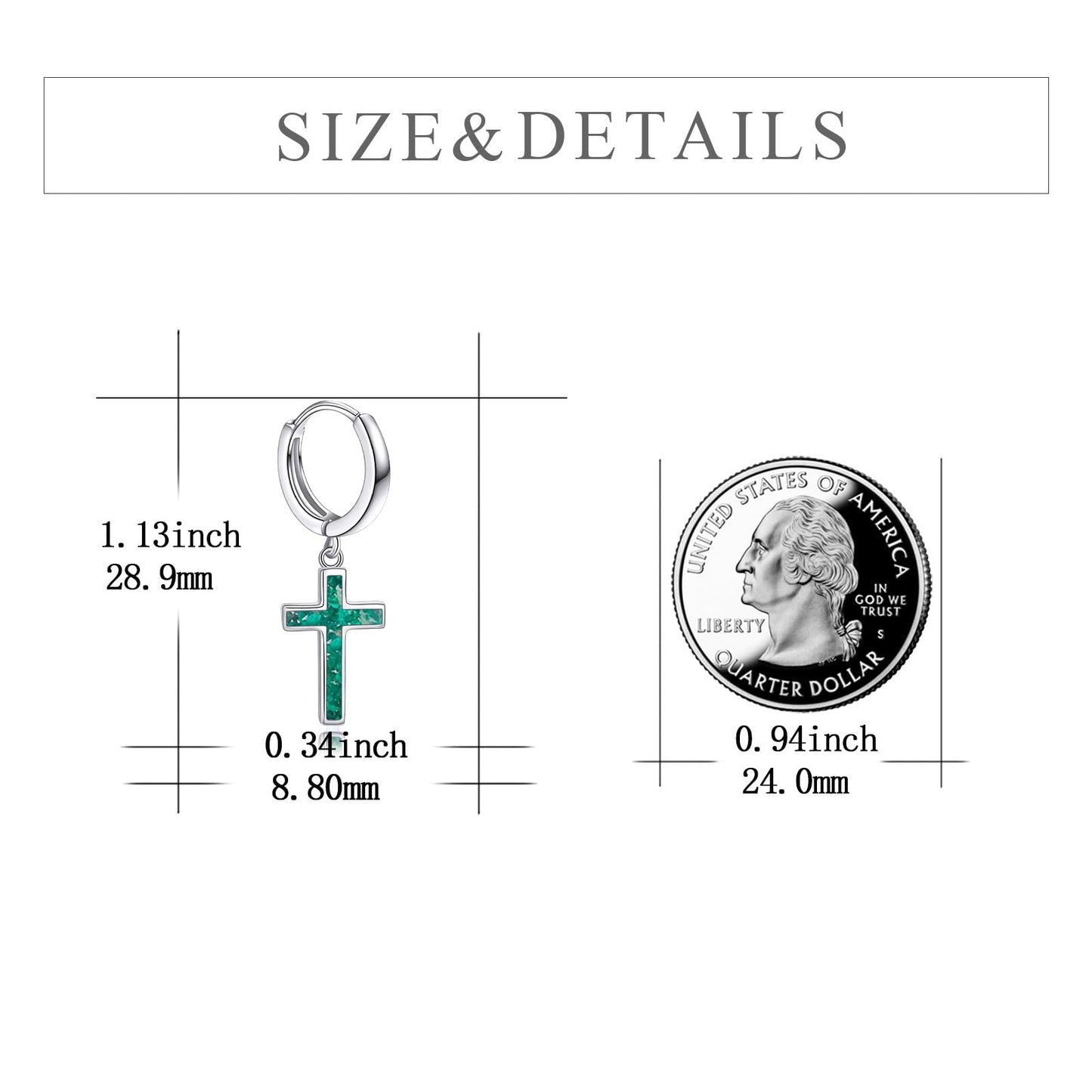 925 Sterling Silver Malachite Cross Hoop Earrings Dangle Drop Earrings Huggie Jewelry Birthday Gifts for Women (Malachite Cross)