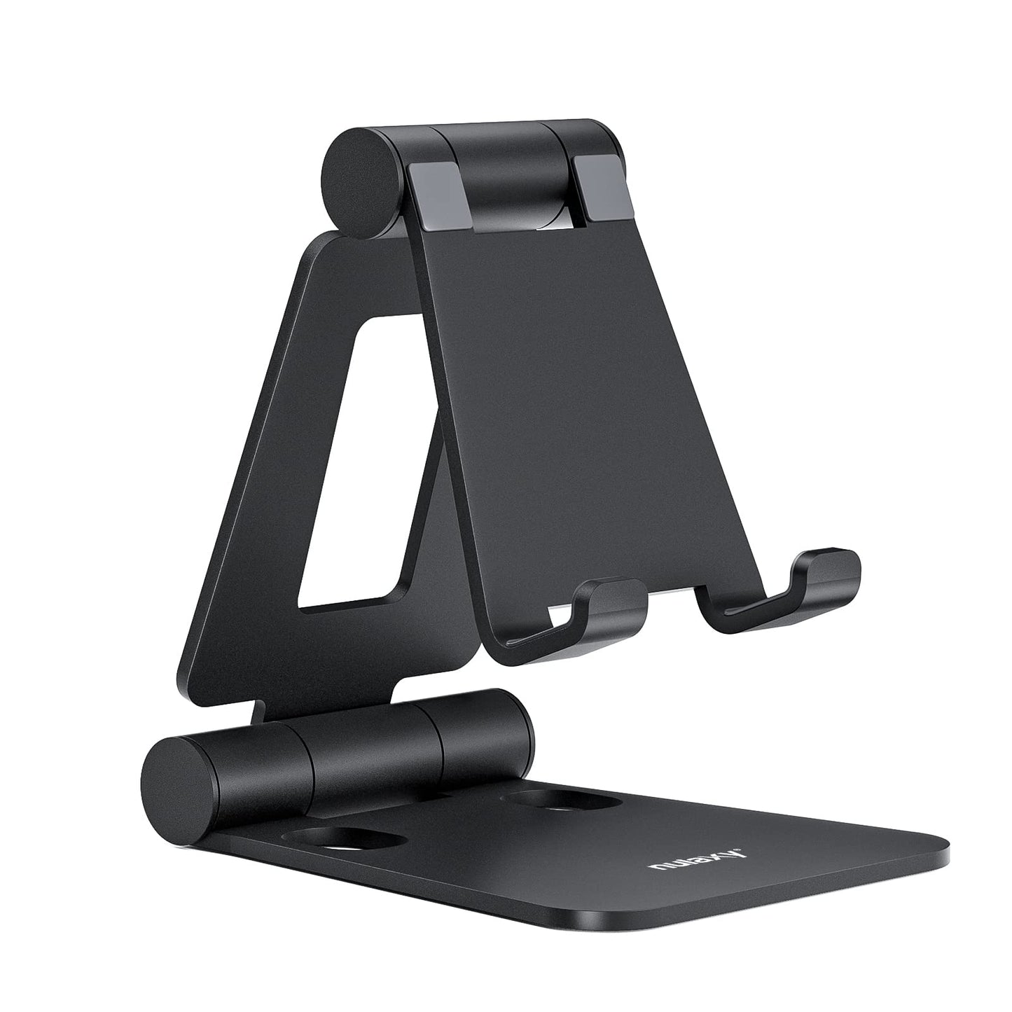 Nulaxy Dual Folding Cell Phone Stand, Fully Adjustable Foldable Desktop Phone Holder Cradle Dock Compatible with Phone 16 15 14 13 12 11 Pro Xs Xs Max Xr X 8, Nintendo Switch, All Phones - Rose Gold