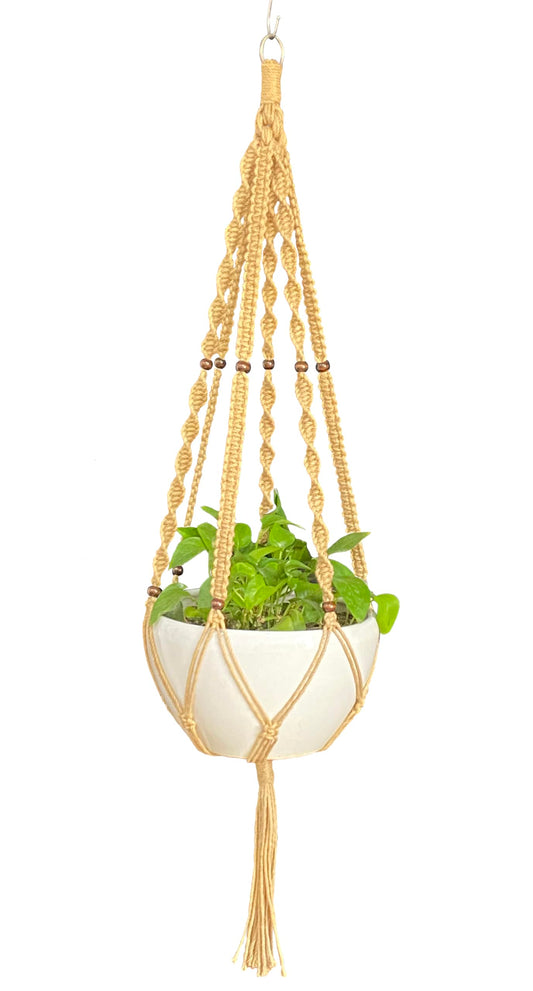 Plant Hanger Macrame Hemp Rope 6 Legs 51 Inches for Indoor Outdoor, Living Room, Kitchen, Deck, Patio, High and Low Ceiling with Size of 10-12 inches Without The Pot