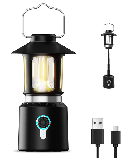 Telescopic LED Camping Lantern, 8000mAh Battery Powered Vintage Camping Lights, 3 Light Modes, Stepless Dimming Tent Lights, Portable Emergency Light for Power Outages, Outdoor Work, Hurricane, Hiking
