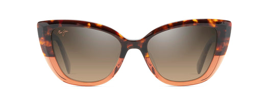 Maui Jim Women's Blossom Polarized Cat Eye Sunglasses, Havana w/Peach/HCL Bronze, Small