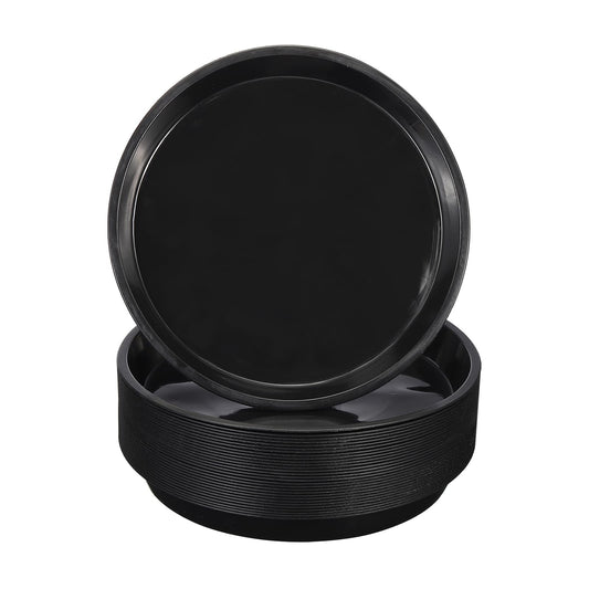 PATIKIL 30 Pack Plastic Plant Saucer, 10 Inch Plastic Plant Tray for Pots Flower Round Plant Dish Plant Drip Trays Water Tray Pot Drainage Tray for Indoors Outdoors Garden, Black