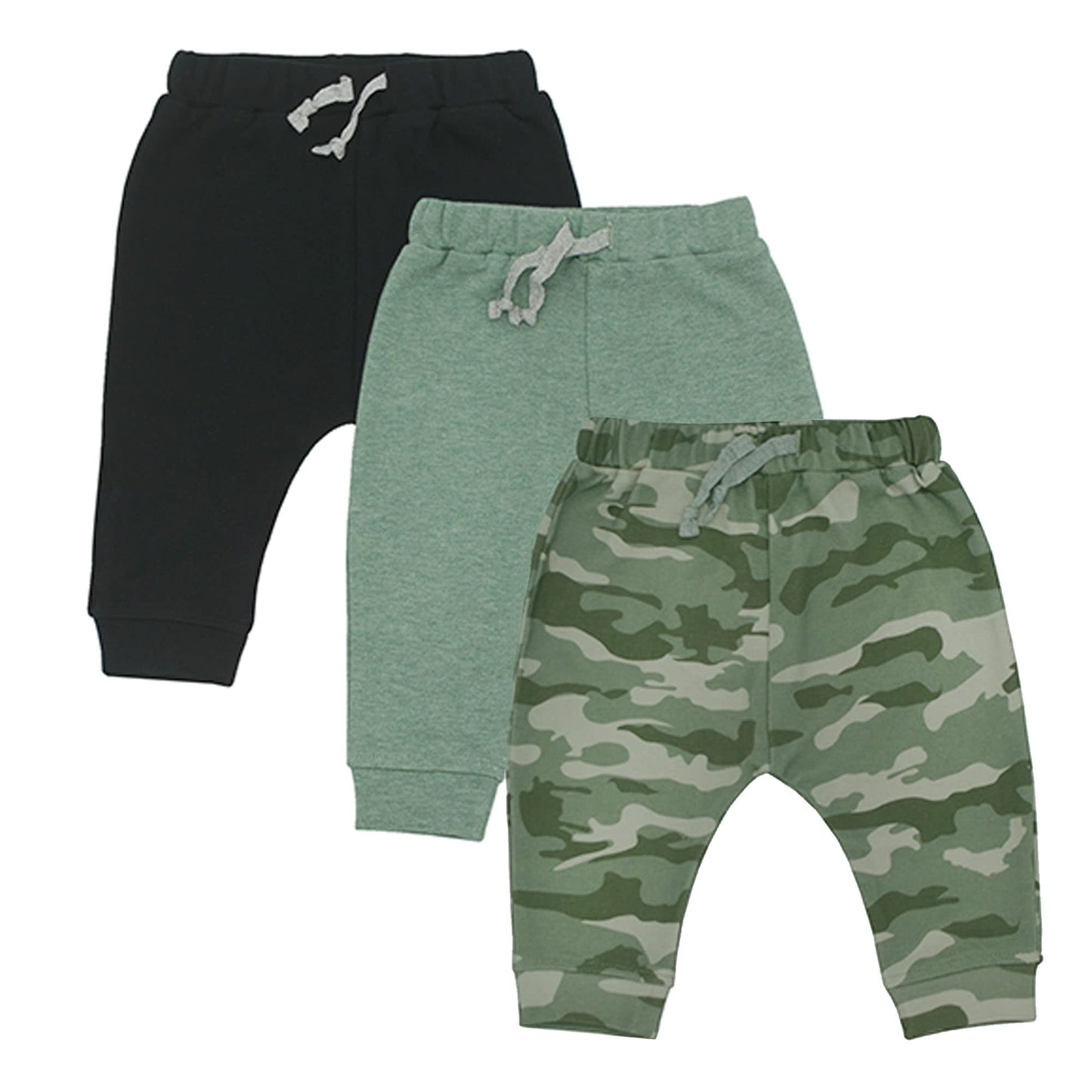 Baby 3 Pack Flexy Pants and Leggings, Infant Boys Girls Tapered Ankle Jogger Pants