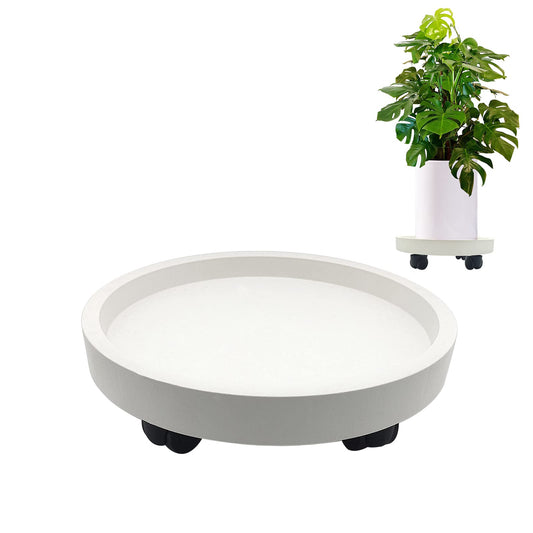 itechpanda Outdoor Roll Around Plant Caddy with Wheeled Planter Pallet, Heavy Duty Plant Tray Round Planter Trolly for Moving Large Potted Trees,Ceramic Heavy Plants (Small)