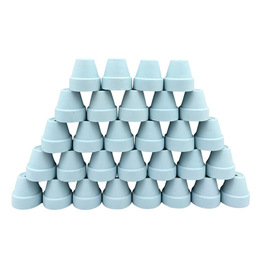 Yuvori Mini Pastel Terracotta Pots for Micro Gardens – 30 Pack, 1.1” Tiny Breathable Clay Planters, Macaron Colors, for Moss, Fairy Gardens, Dollhouses, and Succulents (Blue, 1.1 Inch)