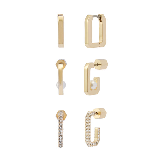 AllSaints Jewelry Women's Pearl Pavé Hoop Earring Set