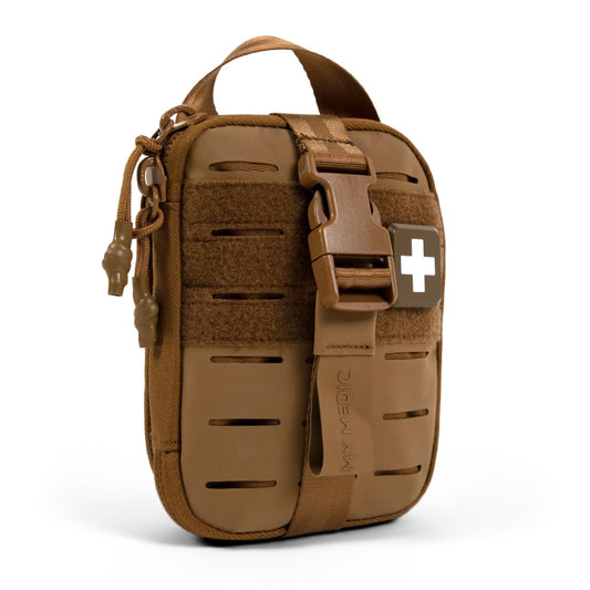My Medic Sidekick - Camping Hiking and Backpacking First Aid Kit - 70 Items - HSA and FSA Eligible - Small Ifak Great for Travel or Motorcycle - Portable Emergency Kit – Coyote