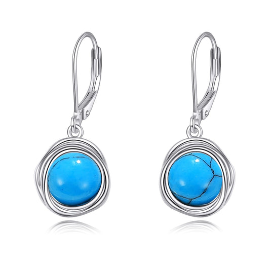 POPLYKE Turquoise Earrings Dangle for Women 925 Sterling Silver Leverback Earrings for Women Turquoise Jewelry Gifts Birthday