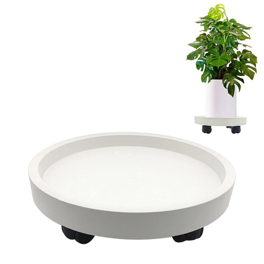 itechpanda Outdoor Roll Around Plant Caddy with Wheeled Planter Pallet, Heavy Duty Plant Tray Round Planter Trolly for Moving Large Potted Trees,Ceramic Heavy Plants (Large)